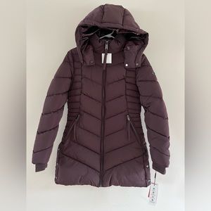 NEW Calvin Klein Parka Ladies Extra SMALL XS Puffer COAT PURPLE JACKET